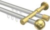 10213626-103238 Innenlauf Gardinenstange Aluminium / Metall 20 mm Ø 2-läufig PRESTIGE - Luino Weiß / Messing-Optik
