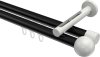 10213646-102932 Innenlauf Gardinenstange Aluminium / Metall 20 mm Ø 2-läufig SITENO - Luino Schwarz / Weiß