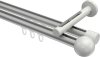 10213646-103332 Innenlauf Gardinenstange Aluminium / Metall 20 mm Ø 2-läufig SITENO - Luino Silbergrau / Weiß