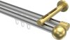 10213646-103338 Innenlauf Gardinenstange Aluminium / Metall 20 mm Ø 2-läufig SITENO - Luino Silbergrau / Messing-Optik