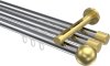 10213647-101238 Innenlauf Gardinenstange Aluminium / Metall 20 mm Ø 3-läufig SITENO - Luino Chrom / Messing-Optik