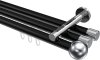 10213647-102912 Innenlauf Gardinenstange Aluminium / Metall 20 mm Ø 3-läufig SITENO - Luino Schwarz / Chrom