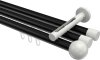 10213647-102932 Innenlauf Gardinenstange Aluminium / Metall 20 mm Ø 3-läufig SITENO - Luino Schwarz / Weiß