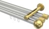10213647-103238 Innenlauf Gardinenstange Aluminium / Metall 20 mm Ø 3-läufig SITENO - Luino Weiß / Messing-Optik