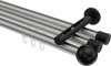 10213647-103329 Innenlauf Gardinenstange Aluminium / Metall 20 mm Ø 3-läufig SITENO - Luino Silbergrau / Schwarz