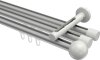 10213647-103332 Innenlauf Gardinenstange Aluminium / Metall 20 mm Ø 3-läufig SITENO - Luino Silbergrau / Weiß