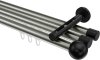 10213647-103929 Innenlauf Gardinenstange Aluminium / Metall 20 mm Ø 3-läufig SITENO - Luino Edelstahl-Optik / Schwarz