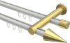 10213712-103238 Innenlauf Gardinenstange Aluminium / Metall 20 mm Ø 2-läufig PLATON - Savio Weiß / Messing-Optik