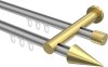 10213712-103338 Innenlauf Gardinenstange Aluminium / Metall 20 mm Ø 2-läufig PLATON - Savio Silbergrau / Messing-Optik