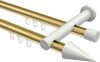 10213712-103832 Innenlauf Gardinenstange Aluminium / Metall 20 mm Ø 2-läufig PLATON - Savio Messing-Optik / Weiß