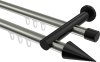 10213712-103929 Innenlauf Gardinenstange Aluminium / Metall 20 mm Ø 2-läufig PLATON - Savio Edelstahl-Optik / Schwarz