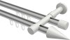 10213726-103332 Innenlauf Gardinenstange Aluminium / Metall 20 mm Ø 2-läufig PRESTIGE - Savio Silbergrau / Weiß