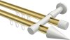 10213726-103832 Innenlauf Gardinenstange Aluminium / Metall 20 mm Ø 2-läufig PRESTIGE - Savio Messing-Optik / Weiß