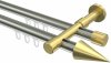 10213726-XX3938 Innenlauf Gardinenstange Edelstahl-Optik / Messing-Optik 20 mm Ø 2-läufig PRESTIGE - Savio