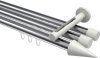 10213747-101232 Innenlauf Gardinenstange Aluminium / Metall 20 mm Ø 3-läufig SITENO - Savio Chrom / Weiß