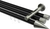 10213747-102939 Innenlauf Gardinenstange Aluminium / Metall 20 mm Ø 3-läufig SITENO - Savio Schwarz / Edelstahl-Optik