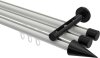 10213747-103229 Innenlauf Gardinenstange Aluminium / Metall 20 mm Ø 3-läufig SITENO - Savio Weiß / Schwarz