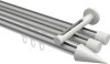 10213747-103332 Innenlauf Gardinenstange Aluminium / Metall 20 mm Ø 3-läufig SITENO - Savio Silbergrau / Weiß