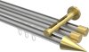 10213747-103338 Innenlauf Gardinenstange Aluminium / Metall 20 mm Ø 3-läufig SITENO - Savio Silbergrau / Messing-Optik