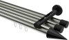 10213747-103929 Innenlauf Gardinenstange Aluminium / Metall 20 mm Ø 3-läufig SITENO - Savio Edelstahl-Optik / Schwarz