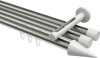 10213747-103932 Innenlauf Gardinenstange Aluminium / Metall 20 mm Ø 3-läufig SITENO - Savio Edelstahl-Optik / Weiß