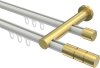 10213812-103238 Innenlauf Gardinenstange Aluminium / Metall 20 mm Ø 2-läufig PLATON - Elanto Weiß / Messing-Optik