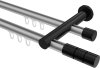 10213812-103329 Innenlauf Gardinenstange Aluminium / Metall 20 mm Ø 2-läufig PLATON - Elanto Silbergrau / Schwarz