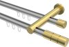 10213812-103338 Innenlauf Gardinenstange Aluminium / Metall 20 mm Ø 2-läufig PLATON - Elanto Silbergrau / Messing-Optik