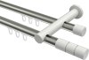 10213812-103932 Innenlauf Gardinenstange Aluminium / Metall 20 mm Ø 2-läufig PLATON - Elanto Edelstahl-Optik / Weiß