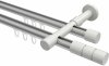 10213826-XX3332 Innenlauf Gardinenstange Aluminium / Metall 20 mm Ø 2-läufig PRESTIGE - Elanto Silbergrau / Weiß