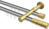 10213826-103338 Innenlauf Gardinenstange Aluminium / Metall 20 mm Ø 2-läufig PRESTIGE - Elanto Silbergrau / Messing-Optik