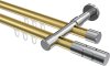 10213826-103812 Innenlauf Gardinenstange Aluminium / Metall 20 mm Ø 2-läufig PRESTIGE - Elanto Messing-Optik / Chrom