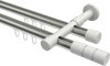10213826-103932 Innenlauf Gardinenstange Aluminium / Metall 20 mm Ø 2-läufig PRESTIGE - Elanto Edelstahl-Optik / Weiß