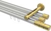 10213847-103238 Innenlauf Gardinenstange Aluminium / Metall 20 mm Ø 3-läufig SITENO - Elanto Weiß / Messing-Optik