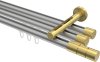 10213847-103338 Innenlauf Gardinenstange Aluminium / Metall 20 mm Ø 3-läufig SITENO - Elanto Silbergrau / Messing-Optik