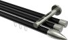 10213947-102939 Innenlauf Gardinenstange Aluminium / Metall 20 mm Ø 3-läufig SITENO - Samanto Schwarz / Edelstahl-Optik