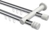 10214112-101232 Innenlauf Gardinenstange Aluminium / Metall 20 mm Ø 2-läufig PLATON - Estana Chrom / Weiß