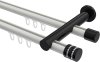 10214112-103229 Innenlauf Gardinenstange Aluminium / Metall 20 mm Ø 2-läufig PLATON - Estana Weiß / Schwarz