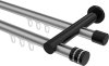 10214112-103329 Innenlauf Gardinenstange Aluminium / Metall 20 mm Ø 2-läufig PLATON - Estana Silbergrau / Schwarz