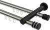 10214112-103929 Innenlauf Gardinenstange Aluminium / Metall 20 mm Ø 2-läufig PLATON - Estana Edelstahl-Optik / Schwarz