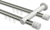 10214112-103932 Innenlauf Gardinenstange Aluminium / Metall 20 mm Ø 2-läufig PLATON - Estana Edelstahl-Optik / Weiß