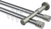 10214126-101239 Innenlauf Gardinenstange Aluminium / Metall 20 mm Ø 2-läufig PRESTIGE - Estana Chrom / Edelstahl-Optik