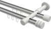 10214126-103332 Innenlauf Gardinenstange Aluminium / Metall 20 mm Ø 2-läufig PRESTIGE - Estana Silbergrau / Weiß