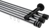 10214147-101229 Innenlauf Gardinenstange Aluminium / Metall 20 mm Ø 3-läufig SITENO - Estana Chrom / Schwarz
