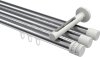 10214147-101232 Innenlauf Gardinenstange Aluminium / Metall 20 mm Ø 3-läufig SITENO - Estana Chrom / Weiß
