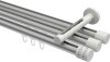 10214147-103332 Innenlauf Gardinenstange Aluminium / Metall 20 mm Ø 3-läufig SITENO - Estana Silbergrau / Weiß