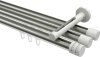 10214147-103932 Innenlauf Gardinenstange Aluminium / Metall 20 mm Ø 3-läufig SITENO - Estana Edelstahl-Optik / Weiß
