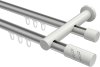 10214212-103332 Innenlauf Gardinenstange Aluminium / Metall 20 mm Ø 2-läufig PLATON - Zoena Silbergrau / Weiß