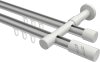10214226-103332 Innenlauf Gardinenstange Aluminium / Metall 20 mm Ø 2-läufig PRESTIGE - Zoena Silbergrau / Weiß