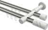 10214226-103932 Innenlauf Gardinenstange Aluminium / Metall 20 mm Ø 2-läufig PRESTIGE - Zoena Edelstahl-Optik / Weiß